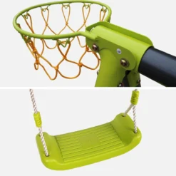 sweeek Altalena da giardino con scivolo e canestro, 6 posti