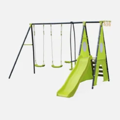sweeek Altalena da giardino con scivolo e canestro, 6 posti