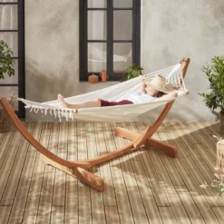 sweeek Amaca in legno con telo in cotone