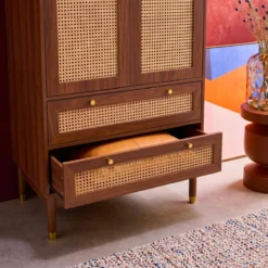 sweeek Armadio a due ante e due cassetti in legno