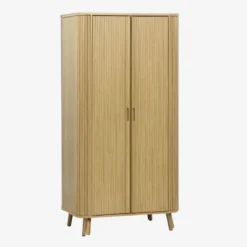 sweeek Armadio effetto legno scanalato con mensola e guardaroba