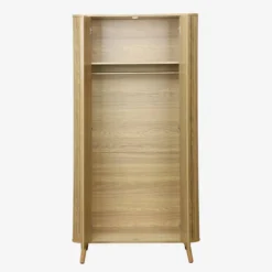 sweeek Armadio effetto legno scanalato con mensola e guardaroba