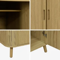 sweeek Armadio effetto legno scanalato con mensola e guardaroba