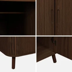 Armadio effetto legno scanalato con mensola e guardaroba