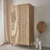 sweeek Armadio in canna ed effetto legno a 2 ante