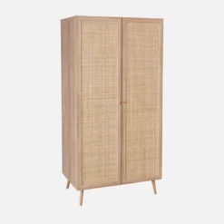 sweeek Armadio in canna ed effetto legno a 2 ante
