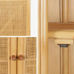 sweeek Armadio per bambini boho in rattan naturale e paglia di Vienna