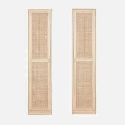 sweeek Armadio spogliatoio in legno e canna, 1 anta, 5 ripiani
