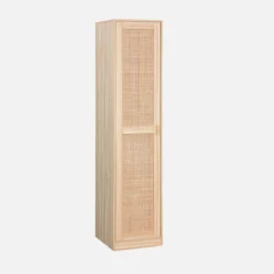 sweeek Armadio spogliatoio in legno e canna, 1 anta, 5 ripiani