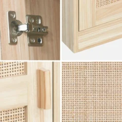 sweeek Armadio spogliatoio in legno e canna, 1 anta, 5 ripiani