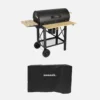 sweeek Barbecue a carbone e affumicatore con ruote, ripiani e copertura