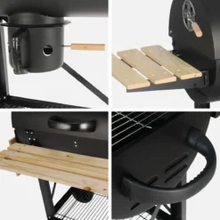 sweeek Barbecue a carbone e affumicatore con ruote, ripiani e copertura