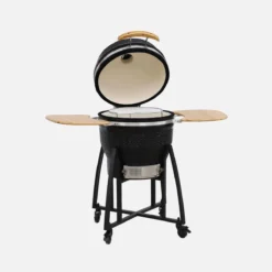 sweeek Barbecue a carbone, griglia e affumicatore, ceramica 54,5cm con ruote, ripiani e copertura