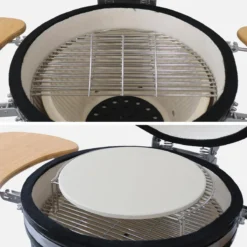 sweeek Barbecue a carbone, griglia e affumicatore, ceramica 54,5cm con ruote, ripiani e copertura