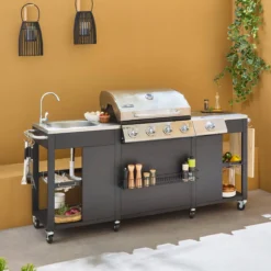 sweeek Barbecue a gas a 5 fuochi con 1 bruciatore laterale