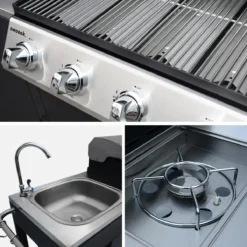 sweeek Barbecue a gas a 5 fuochi con 1 bruciatore laterale