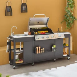 sweeek Barbecue a gas a 5 fuochi con 1 bruciatore laterale