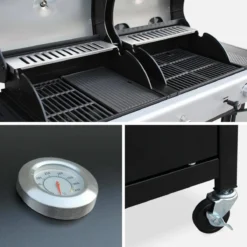 sweeek Barbecue combinato a gas e carbonella con fuoco laterale