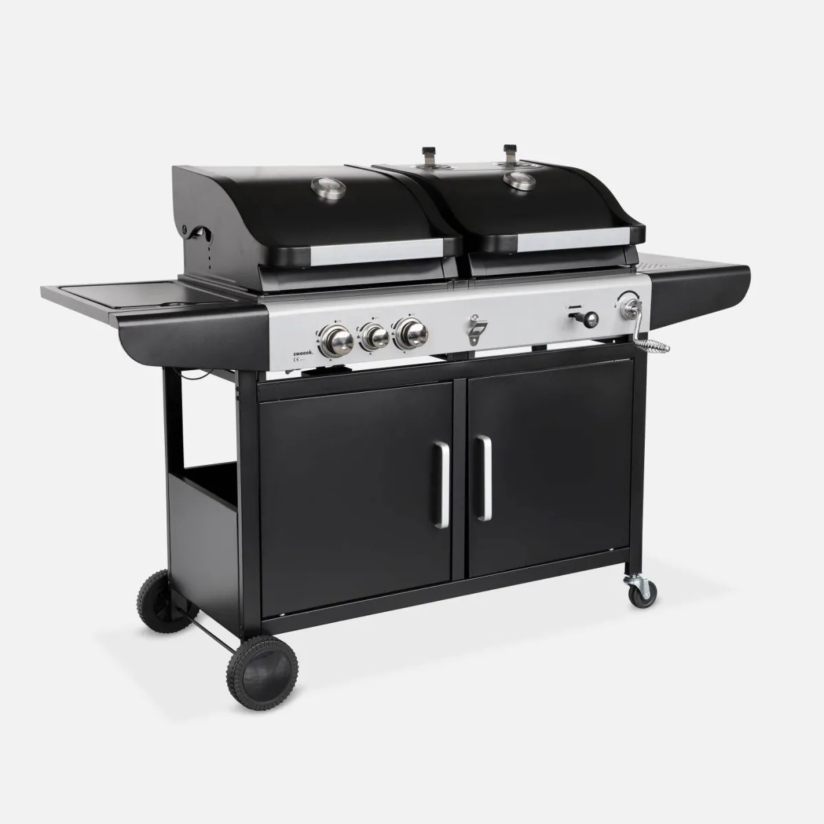 sweeek Barbecue combinato a gas e carbonella con fuoco laterale