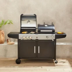 sweeek Barbecue combinato a gas e carbonella con fuoco laterale