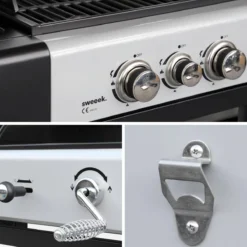 sweeek Barbecue combinato a gas e carbonella con fuoco laterale