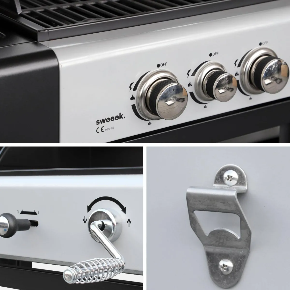 sweeek Barbecue combinato a gas e carbonella con fuoco laterale