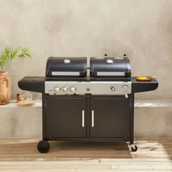 sweeek Barbecue combinato a gas e carbonella con fuoco laterale