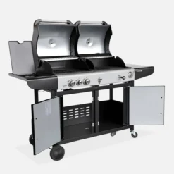 sweeek Barbecue combinato a gas e carbonella con fuoco laterale