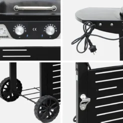 sweeek Barbecue elettrico 2 bruciatori, acciaio smaltato 2300W