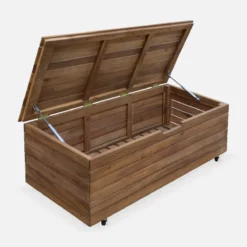 sweeek Baule da giardino in legno con rotelle, 110L