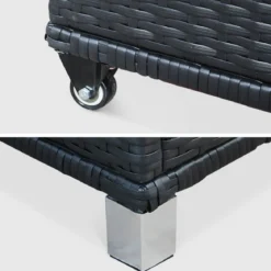 Baule da giardino in resina intrecciata con rotelle e fodera interna, 790L