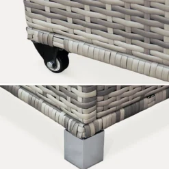 sweeek Baule da giardino in resina intrecciata con rotelle e fodera interna, 790L