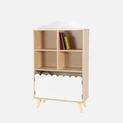 sweeek Biblioteca per bambini in legno di pino 2 porte e 4 scaffali