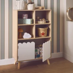 sweeek Biblioteca per bambini in legno di pino 2 porte e 4 scaffali