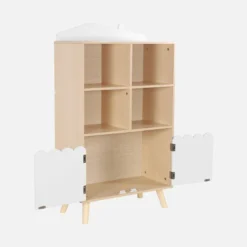 sweeek Biblioteca per bambini in legno di pino 2 porte e 4 scaffali
