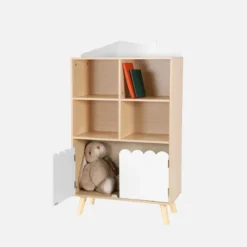 sweeek Biblioteca per bambini in legno di pino 2 porte e 4 scaffali