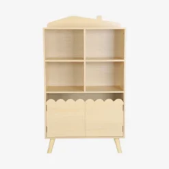 Biblioteca per bambini in legno di pino 2 porte e 4 scaffali