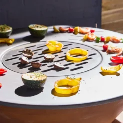 Braciere barbecue con piano di lavoro e copertura, Ø80cm