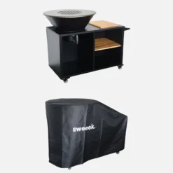 sweeek Braciere barbecue con piano di lavoro e copertura, Ø80cm