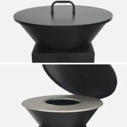 sweeek Braciere barbecue con vano portalegna e coperchio, Ø81,5cm