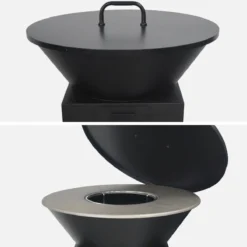sweeek Braciere barbecue con vano portalegna, coperchio e utensili, Ø81,5cm
