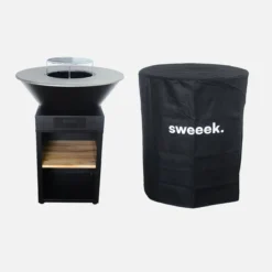 sweeek Braciere barbecue con vano portalegna e copertura, Ø81,5cm