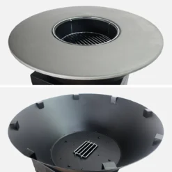 sweeek Braciere barbecue con vano portalegna e copertura, Ø81,5cm