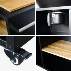 sweeek Braciere barbecue su carrello con vano portaoggetti e coperchio, Ø80cm