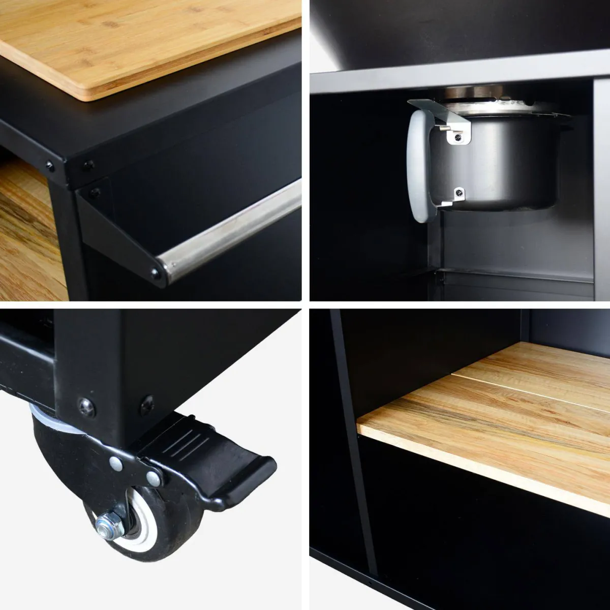 sweeek Braciere barbecue su carrello con vano portaoggetti e coperchio, Ø80cm
