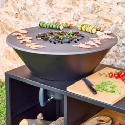sweeek Braciere barbecue su carrello con vano portaoggetti e coperchio, Ø80cm