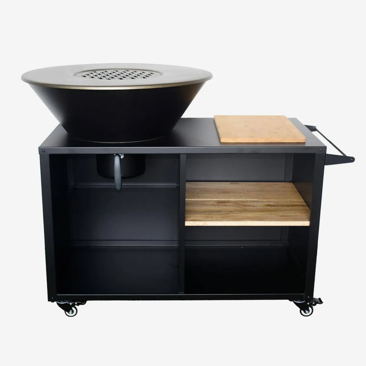sweeek Braciere barbecue su carrello con vano portaoggetti e coperchio, Ø80cm