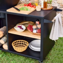 sweeek Braciere barbecue su carrello con vano portaoggetti e coperchio, Ø80cm