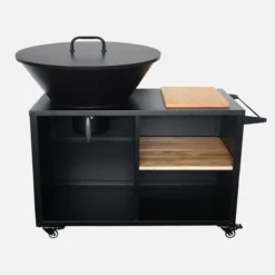 sweeek Braciere barbecue su carrello con vano portaoggetti e coperchio, Ø80cm