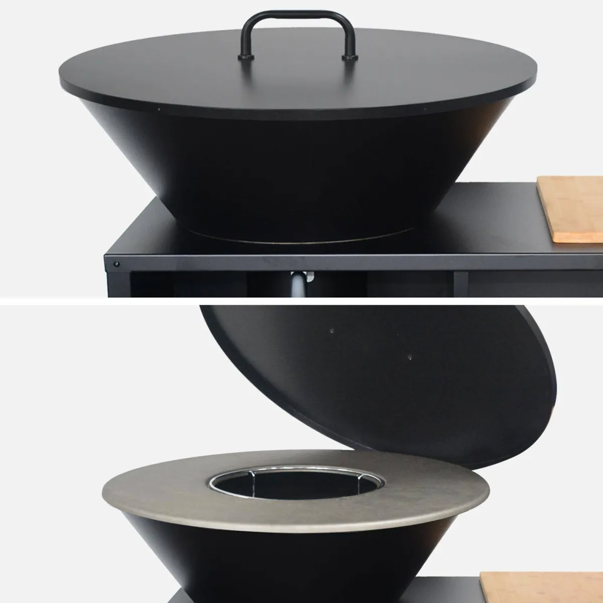 sweeek Braciere barbecue su carrello con vano portaoggetti e coperchio, Ø80cm